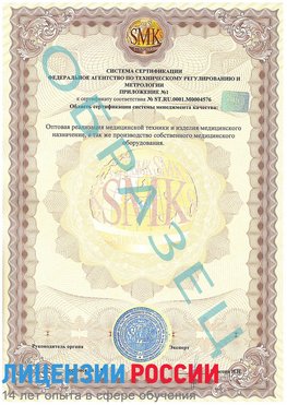 Образец сертификата соответствия (приложение) Романовская Сертификат ISO 13485